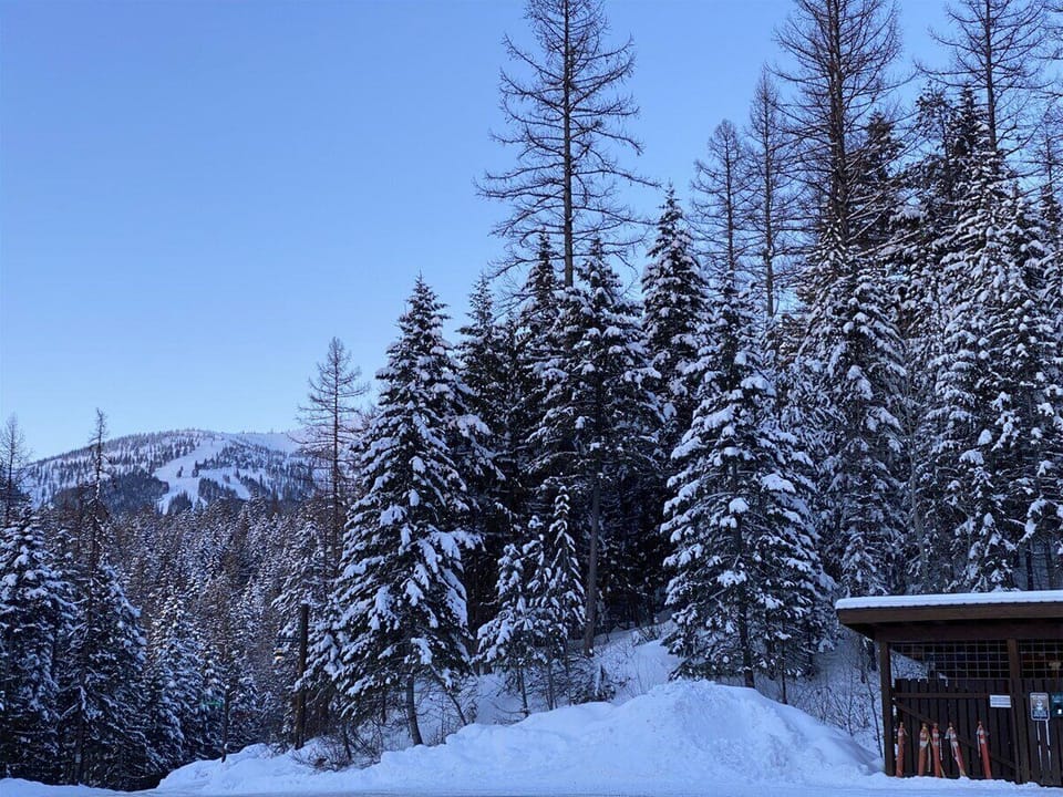 View of Whitefish Mountain Resort slopes from front of condo