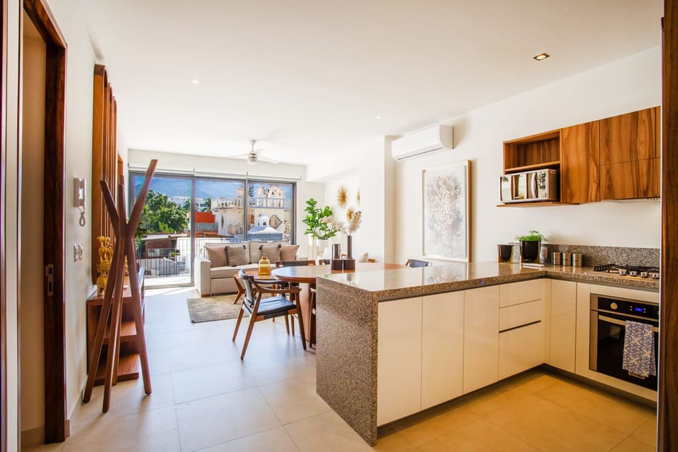The place is decorated with modern  high-end furniture