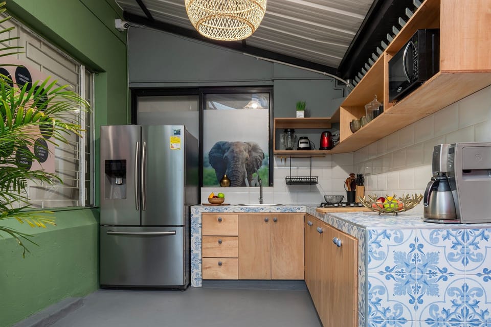 Fridge, microwave, coffee/tea maker, griddle