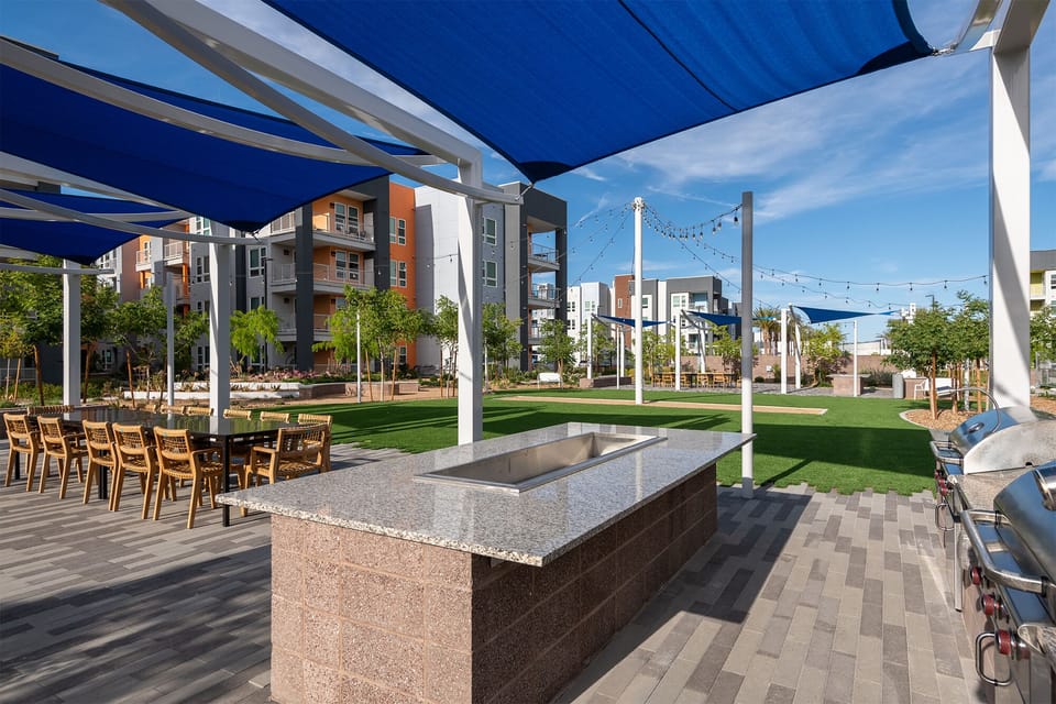 Outdoor BBQ area, shared space