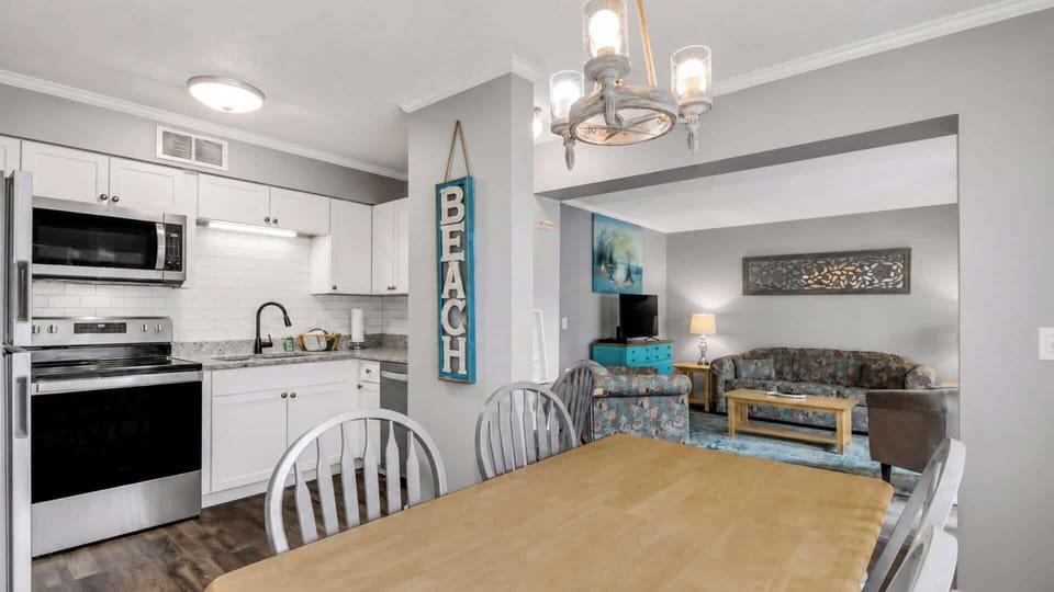 View from dining room to living room 