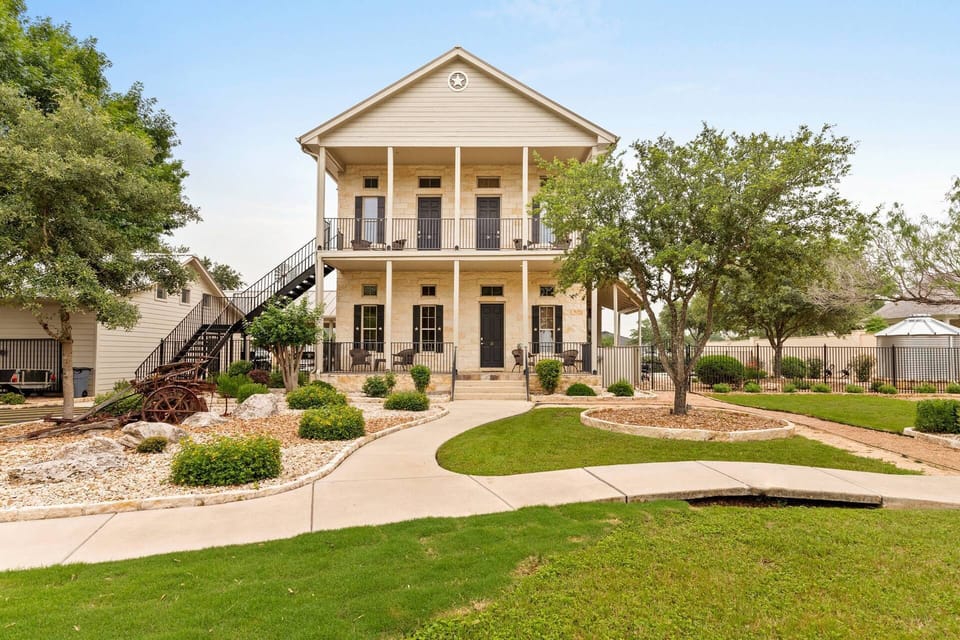Exterior view. #24 at Gruene Silo Inn is located on the ground level and boasts an oversized covered patio.