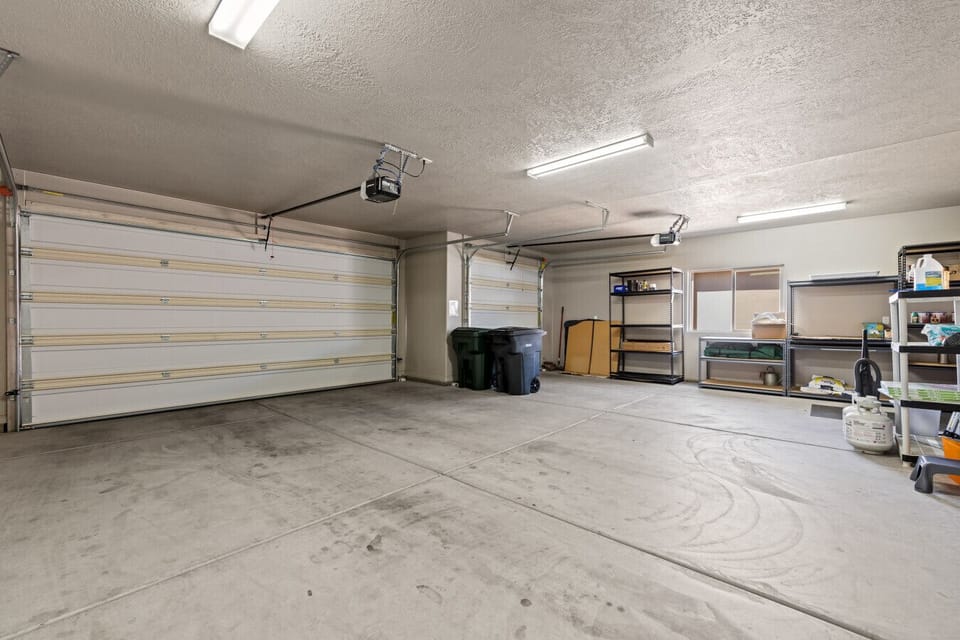 Spacious three car garage.