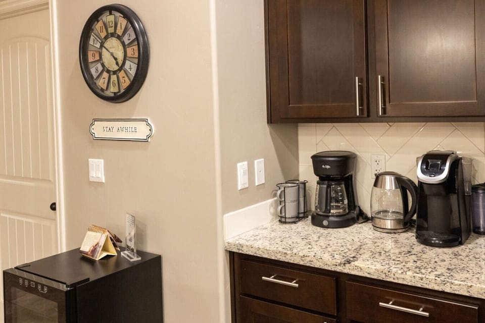 Keurig and drip coffee choices.  Ground coffee is provided.