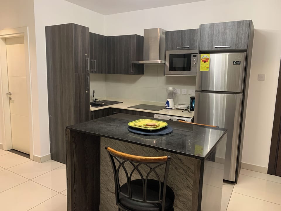 Luxury Apartment, 1 Bedroom, Garden View | Private kitchen | Full-size fridge, microwave, oven, stovetop
