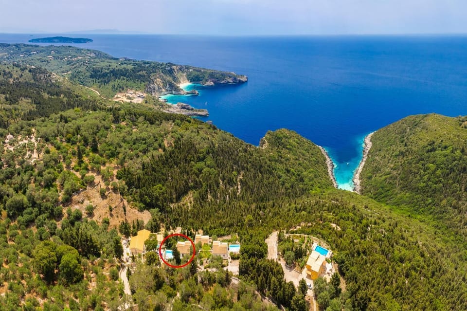 Aerial view showing location of villa