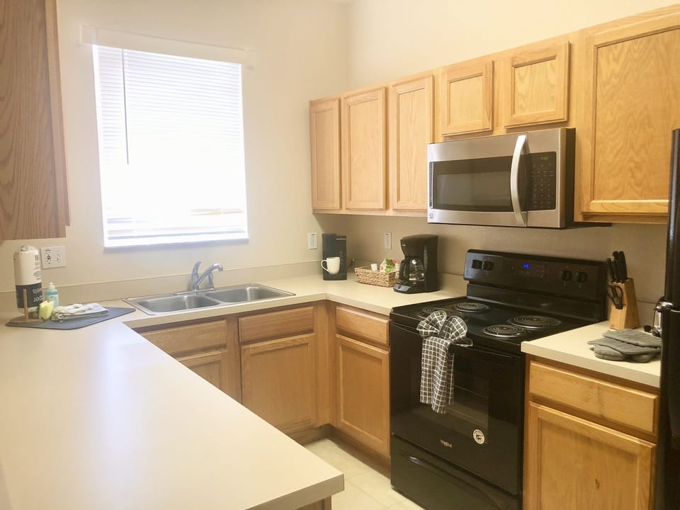 Light and airy kitchen with everything you need to cook a meal