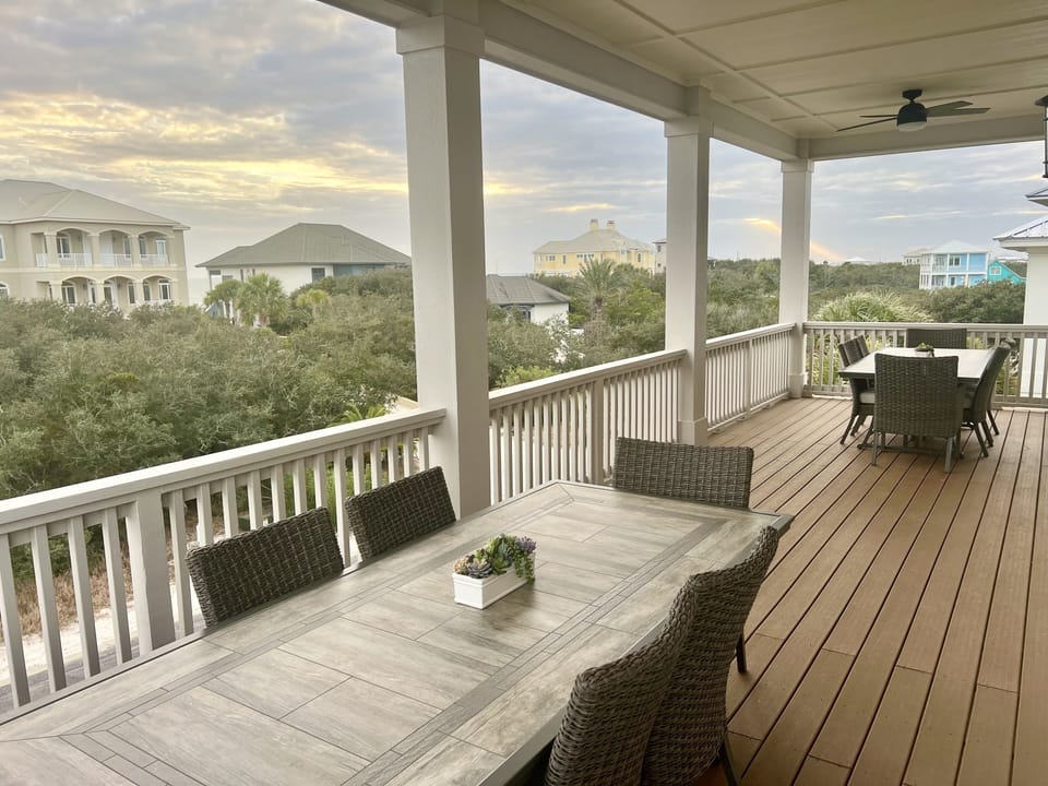 Third floor deck with peeks of the ocean & beach right across the street.