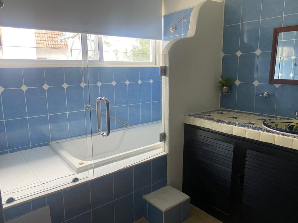 Premium Studio | Bathroom | Shower, rainfall showerhead, towels