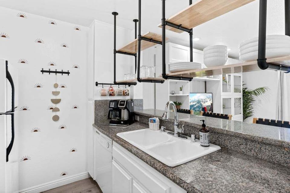Craft your favorite dishes with ease in our well-appointed kitchen, complete with a coffee maker/Keurig duo