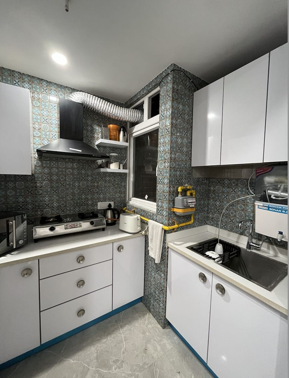 Fridge, microwave, toaster, mixer