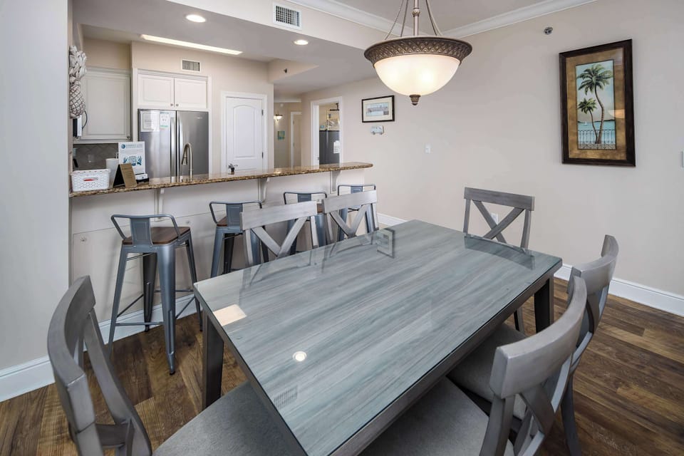 Dining table with seating for six