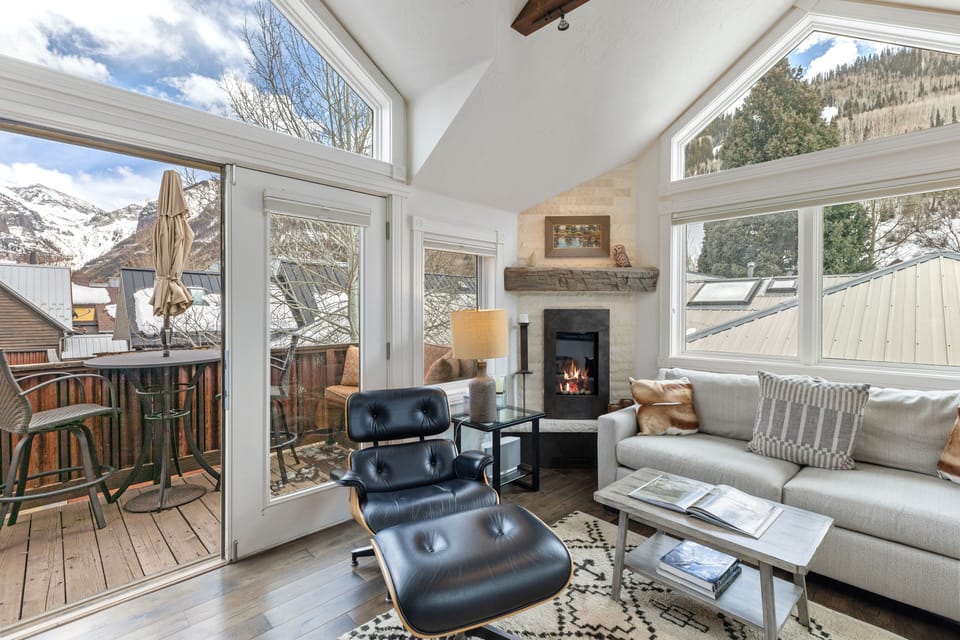Warm up by the fireplace or cool down on the patio!