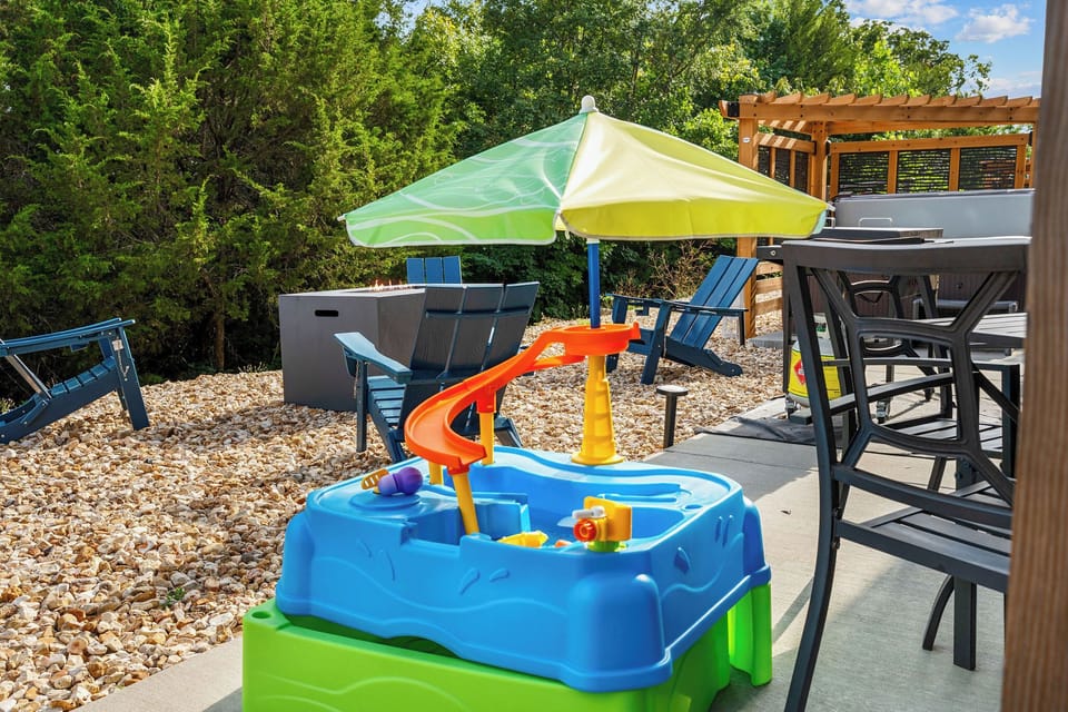 The kids get their own special spot to snack, color, and share giggles while still being close to the grown ups. It makes mealtime easy and fun for everyone.
