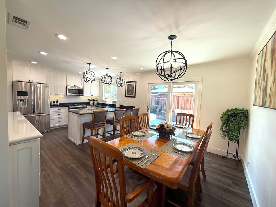 Big open kitchen and dining room
