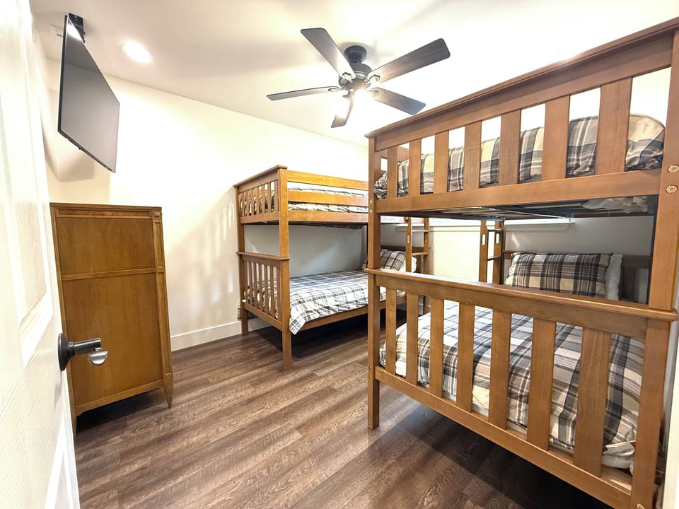 Two bunk beds will sleep four people. 