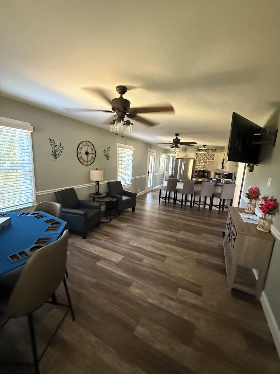 A spacious, inviting open-concept living and entertainment area