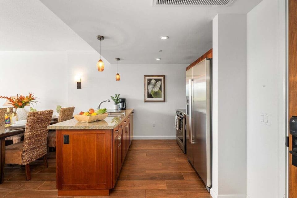 Kitchen with ample counter space and modern fixtures