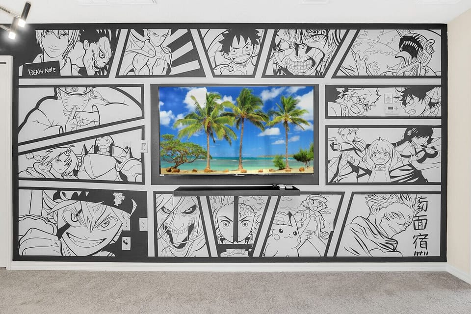 Cozy up in the second living room and watch movies on this big screen TV