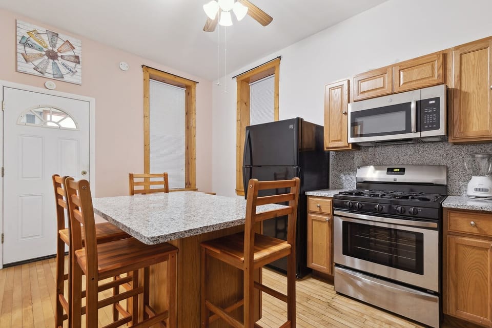 Indoors, Kitchen, Microwave, Oven, Refrigerator