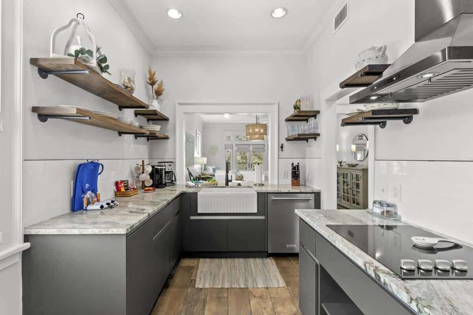 Kitchen with Keurig and drip coffee makers.