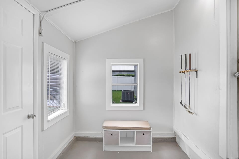 Back porch area to house all of your outdoor equipment.