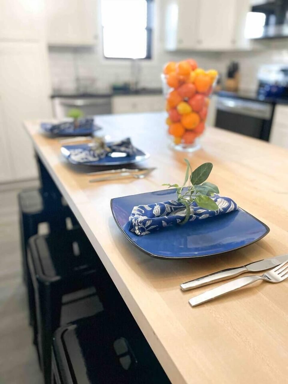 Gorgeous kitchen island with eat-in seating for guests 