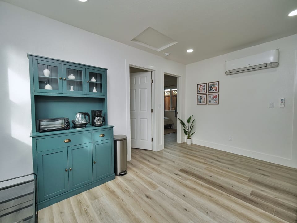 Start your day right with a cup of coffee from our well-equipped kitchen.