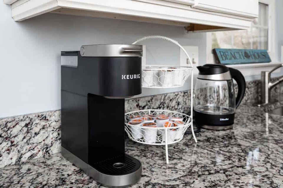 Coffee station ready for your morning brew before exploring the area