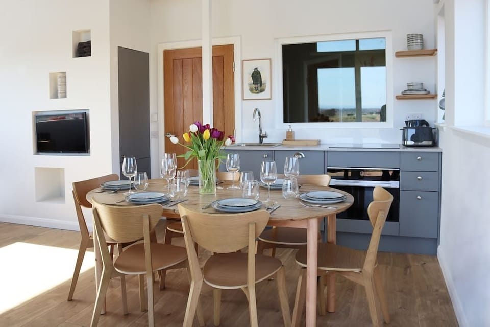 Dining table in open plan space