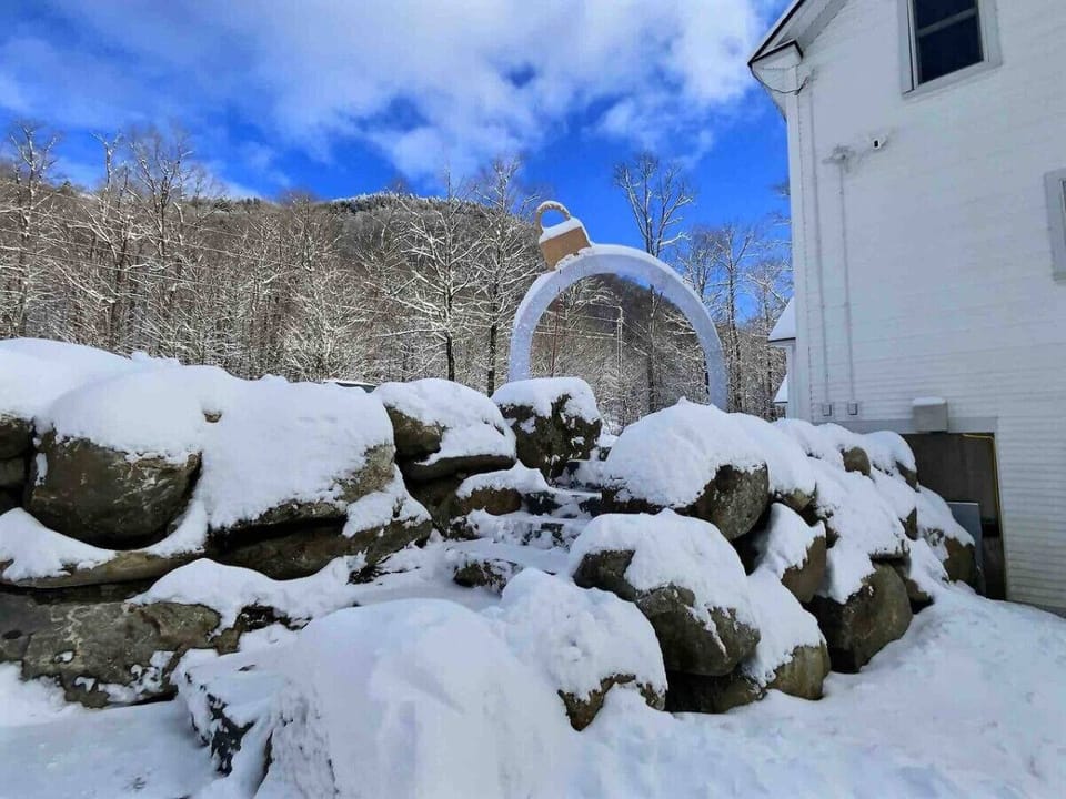 Nestled in the serene embrace of winter`s wonderland.
