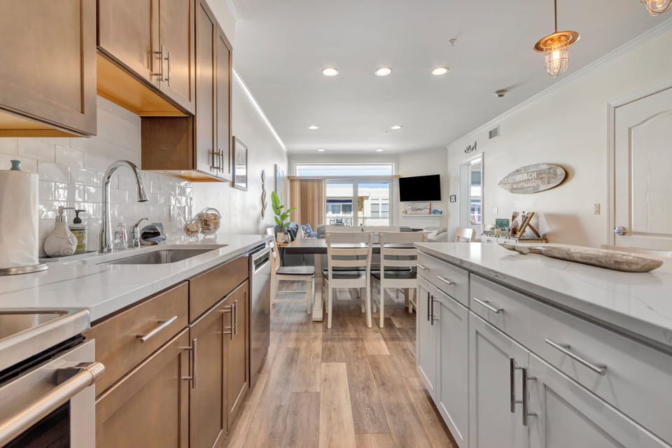 Kitchen view of the living area.