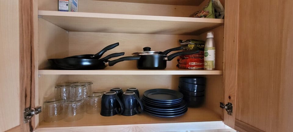 Pots, Pans, Glasses, Cups and Plates