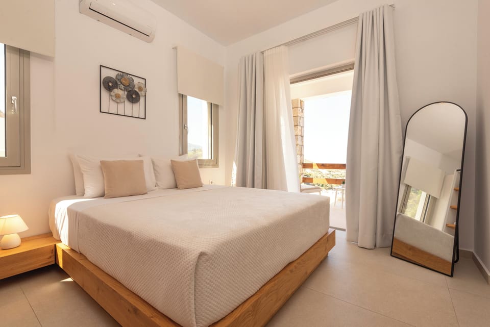 The bedroom exudes comfort and sophistication, featuring a spacious closet.