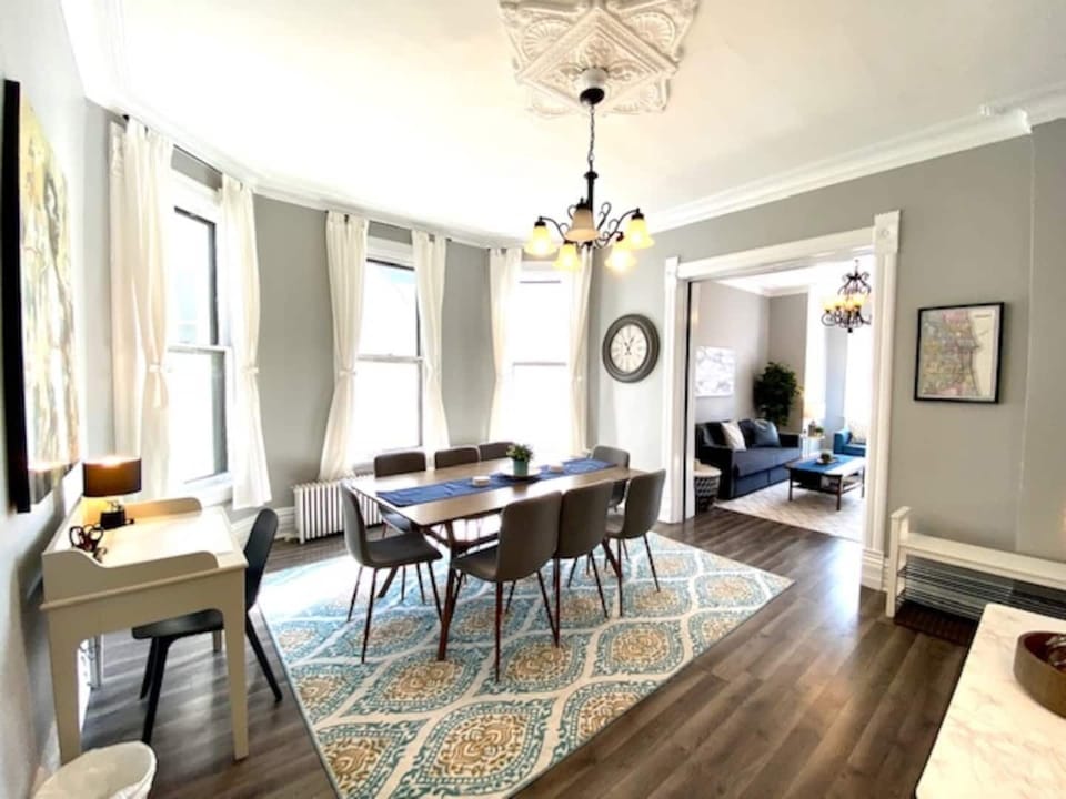 Dining table for meals, games, remote work, or gathering with your group after a day in the city.