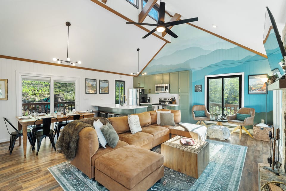 Custom two-story mural in great room