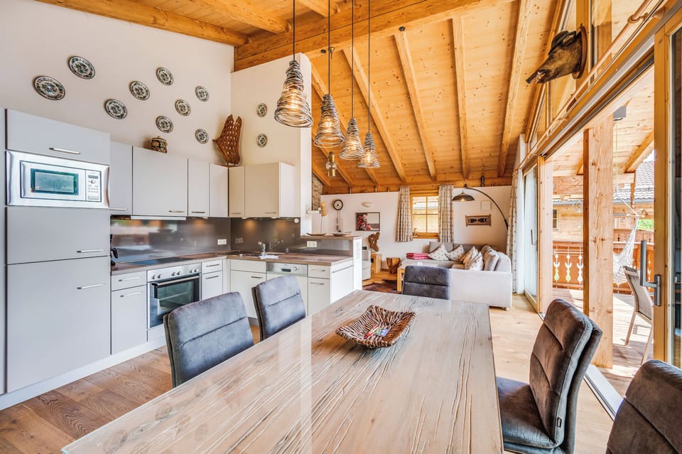 Deluxe Chalet, Mountain View | Private kitchen | Fridge, microwave, oven, stovetop