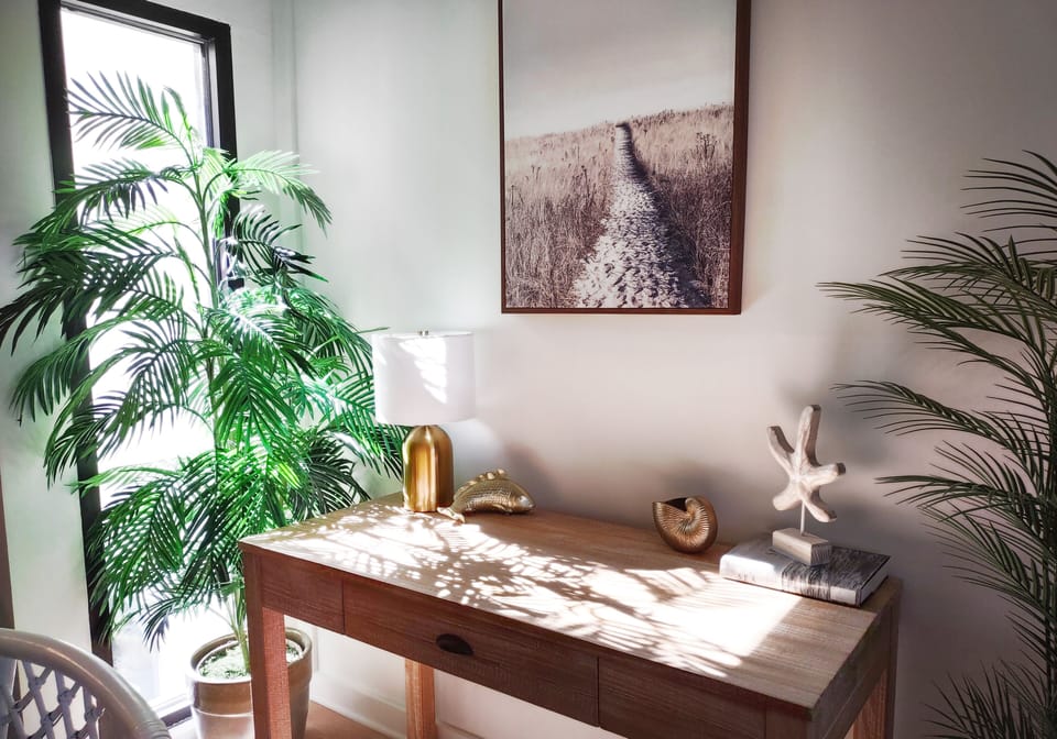 Working from home? This desk area makes working from the beach a breeze!