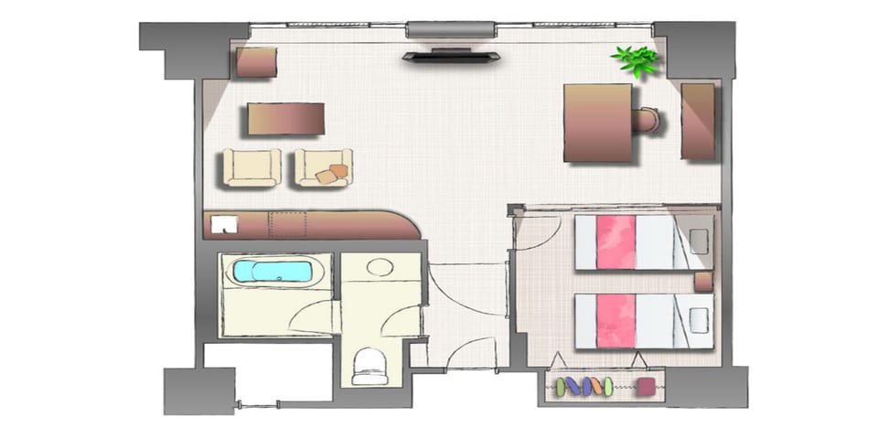Superior Twin Room | Minibar, in-room safe, desk, blackout drapes