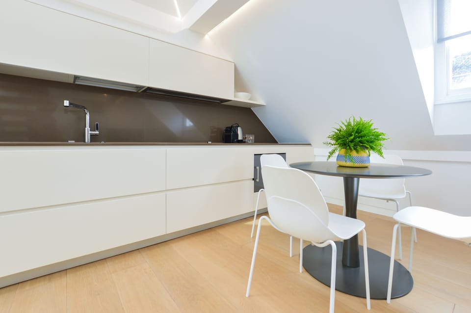 1 Bedroom Deluxe Penthouse | Private kitchen | Mini-fridge, microwave, stovetop, espresso maker
