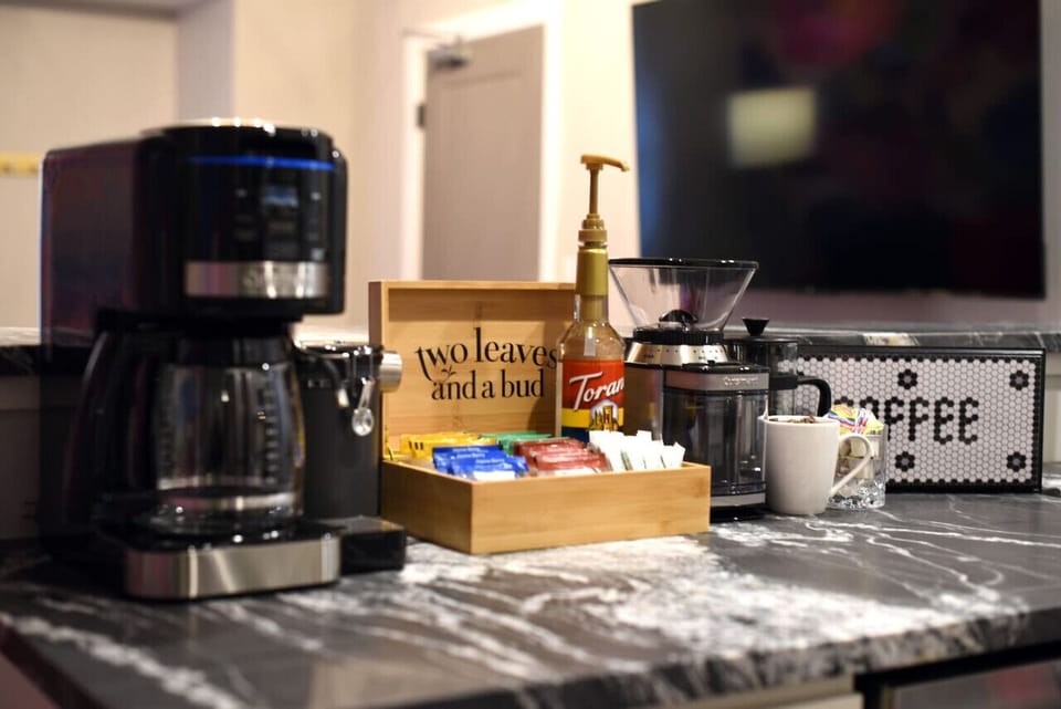 Coffee station with everything you need to start your morning right.