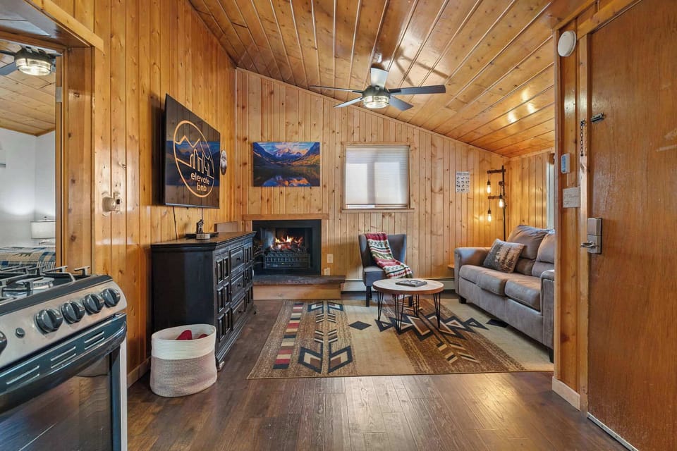 The living room and kitchen are open to each other.