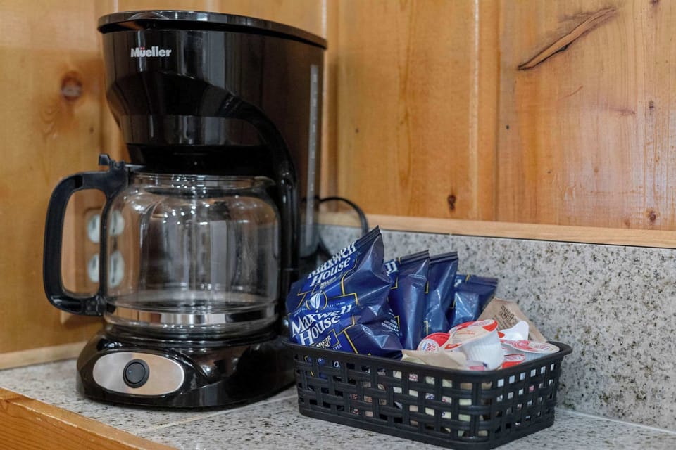 The cabin is always stocked with coffee, cream and sugar!