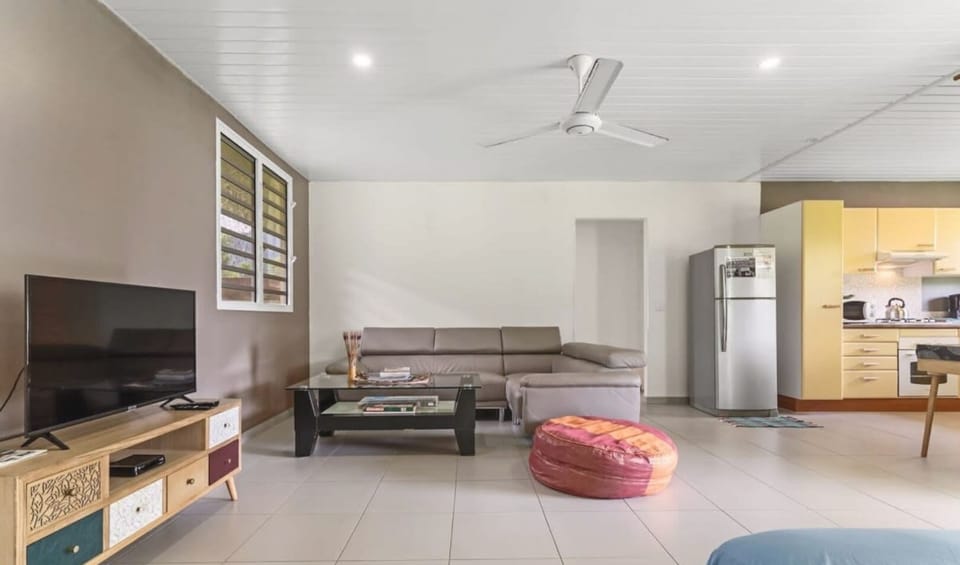 Spacious living room with seating area