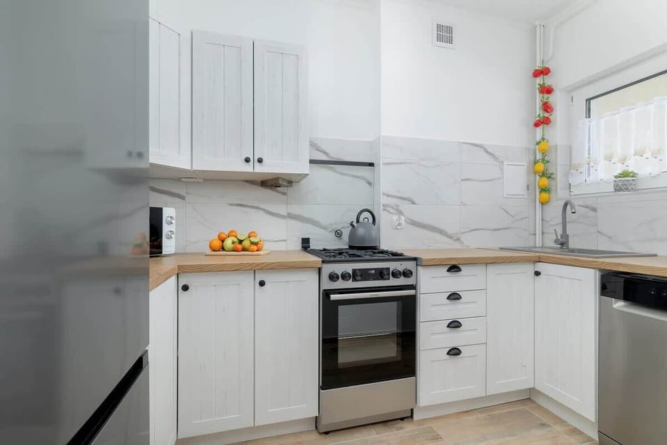 Kitchen with coffee machine.