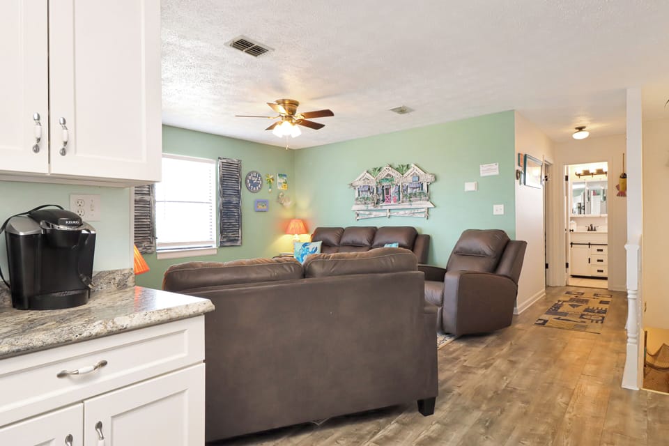 Living Room and Full Bathroom