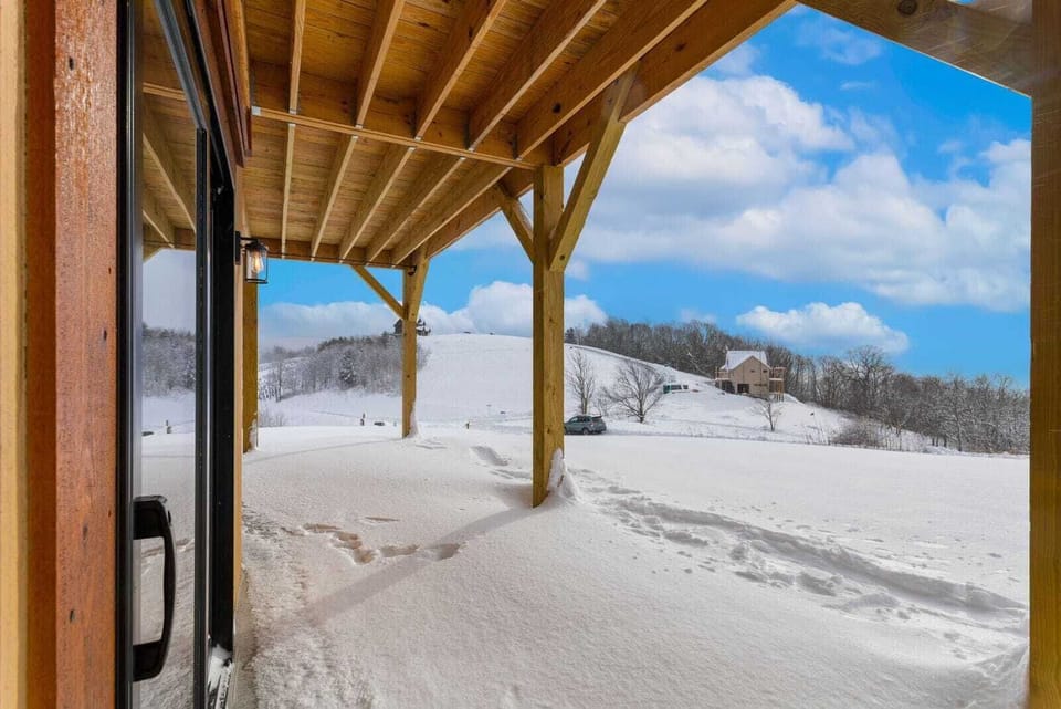 Covered Patio from the Family Room in Big Snow