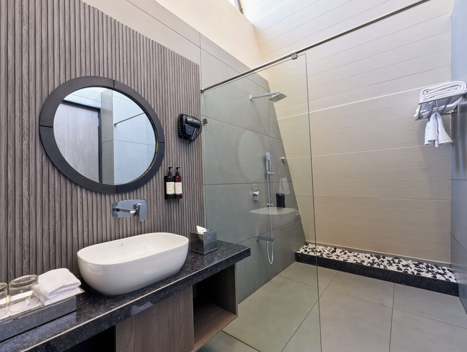 Premium Cottage with Plunge Pool | Bathroom | Eco-friendly toiletries, hair dryer, bidet, towels