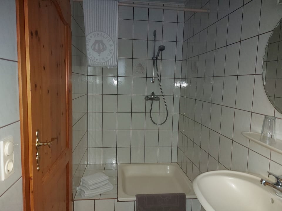 Double Room | Bathroom | Shower, hair dryer, towels