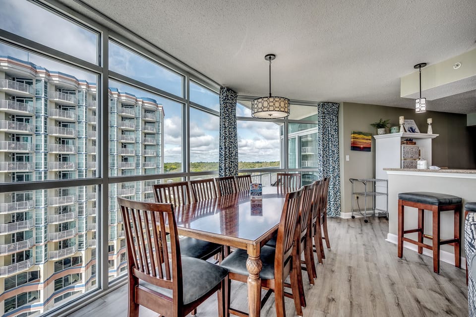 Dining table with seating for eight